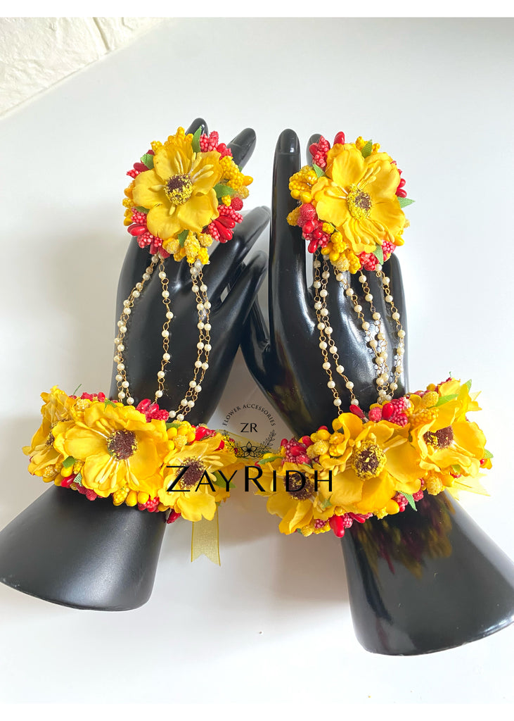 Haldi flower jewellery wristband 