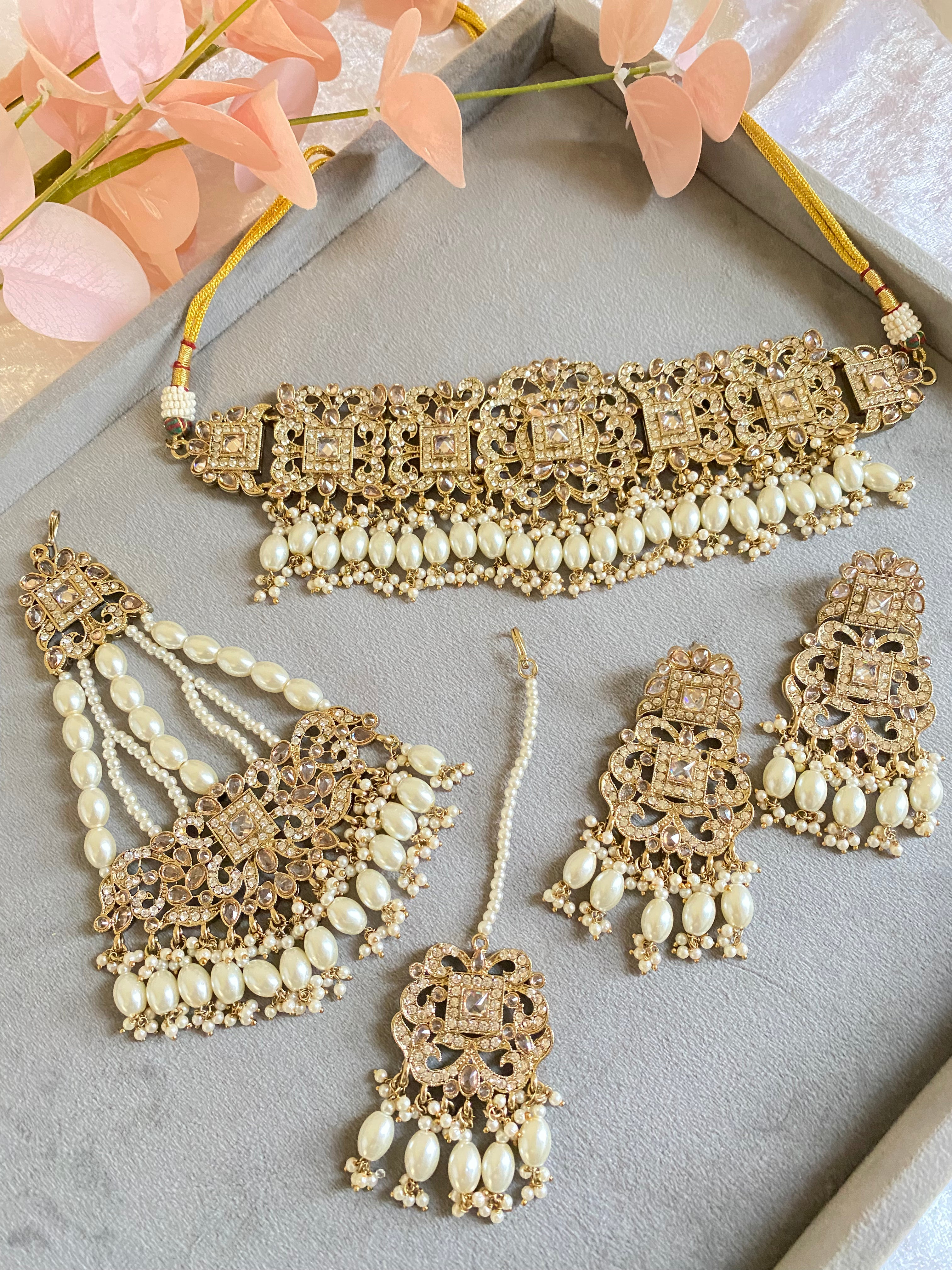 Pakistani gold choker necklace on sale