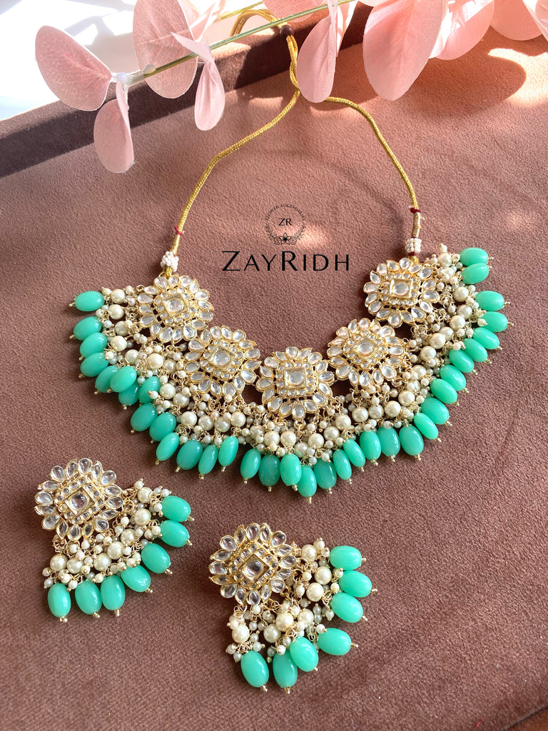 mint green necklace set