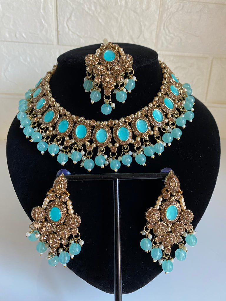 Blue Asian Necklace Set