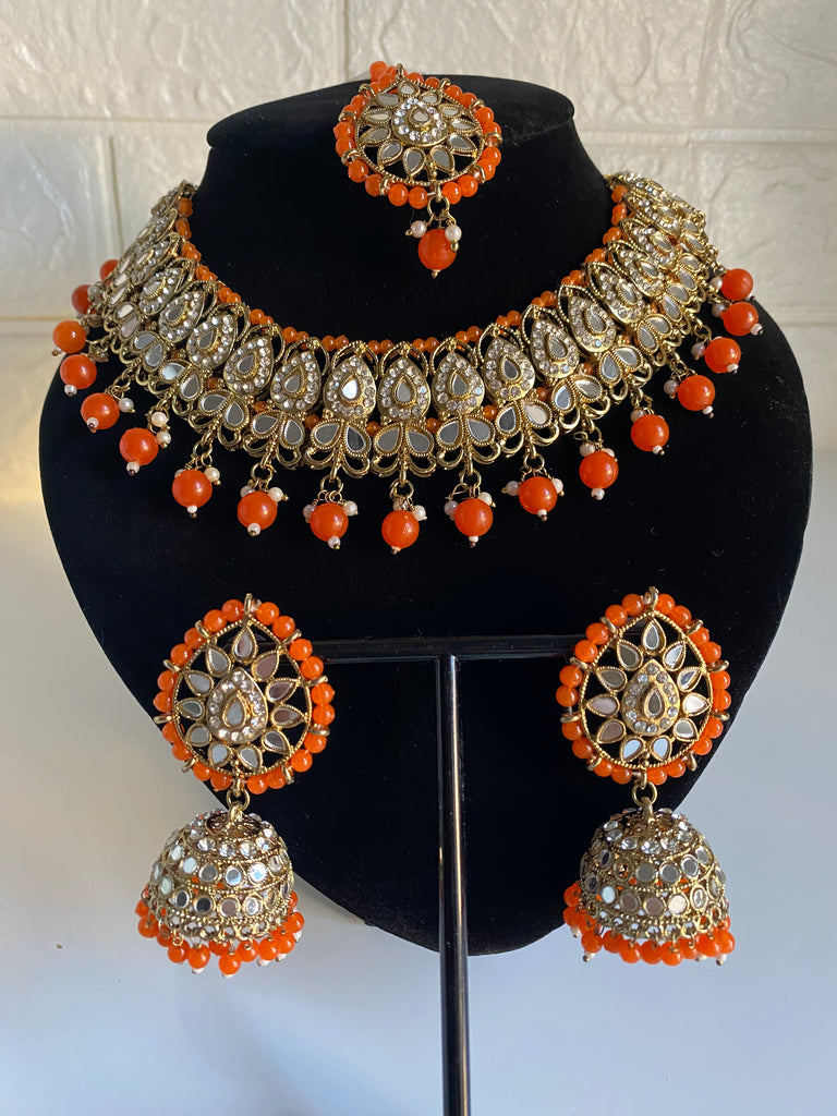 Orange Asian jewellery set