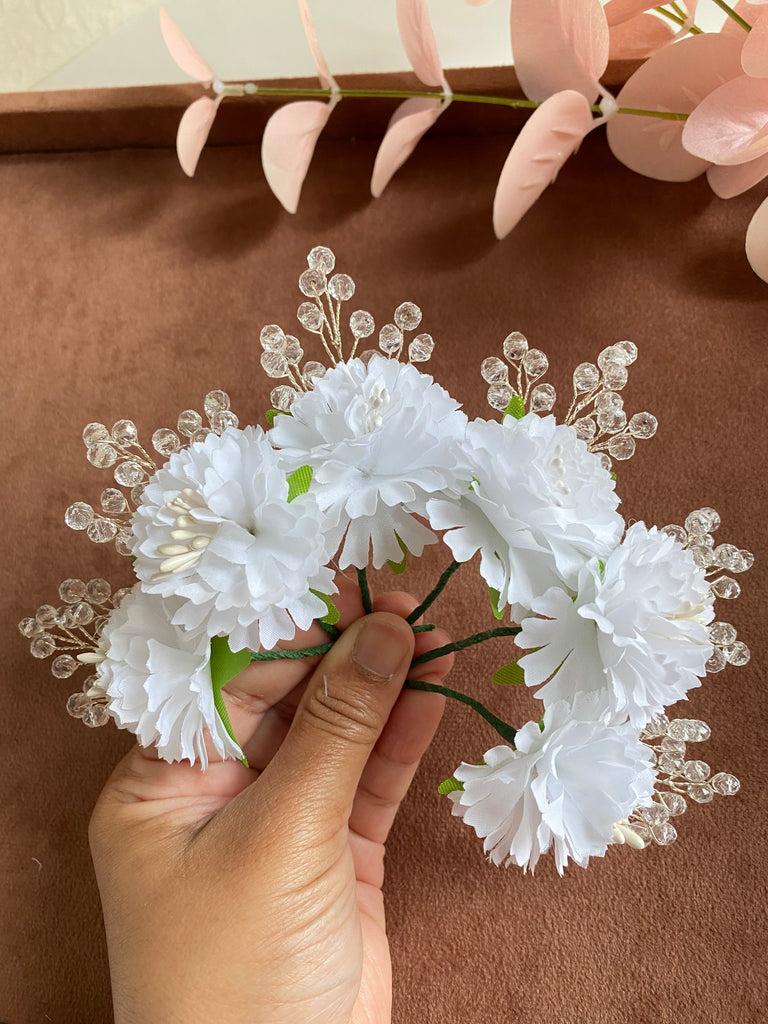 green leaf flower hair pins