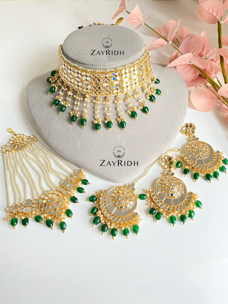 Green Indian choker set