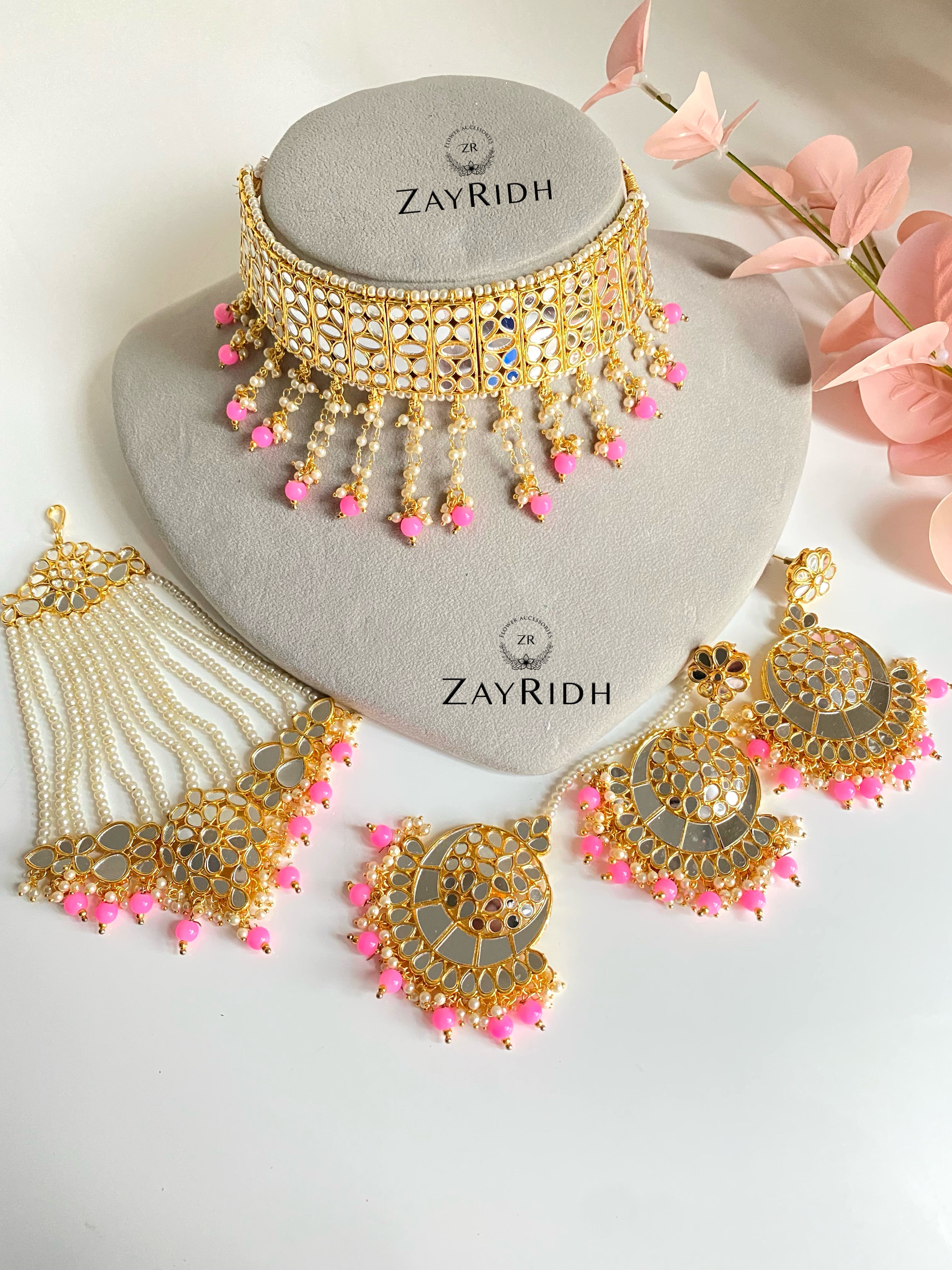 Pink Bridal Choker Set Bridal Heavy Formal Jewellery Set