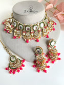 Rayah Pink Necklace Tikka & Earrings Set