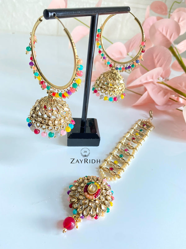 hoop earrings with tikka set