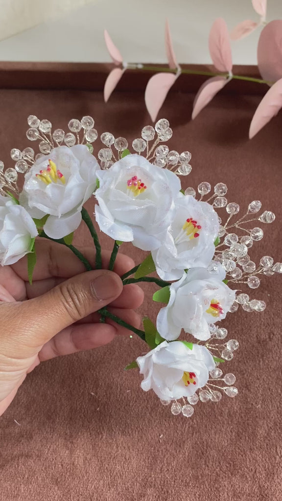 white floral hair accessories