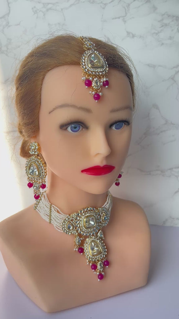 Pink Asian Bridal Necklace Set