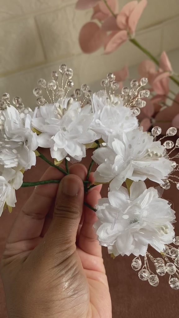 white artificial floral hair accessories