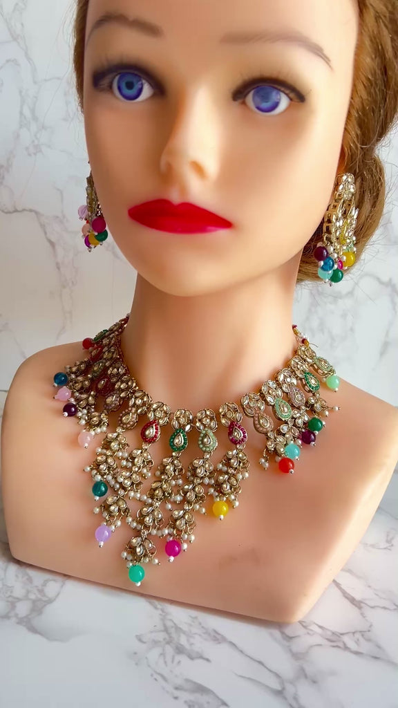 Kundan multicolor necklace set