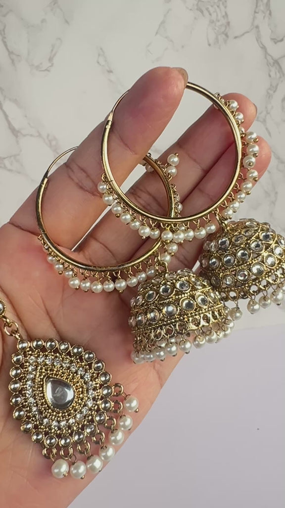 Asian bridal gold tikka earrings 