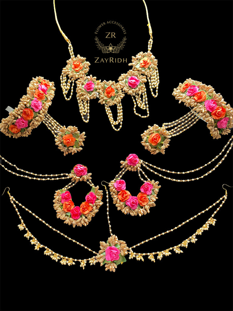 Adeela Orange Pink Bridal Set