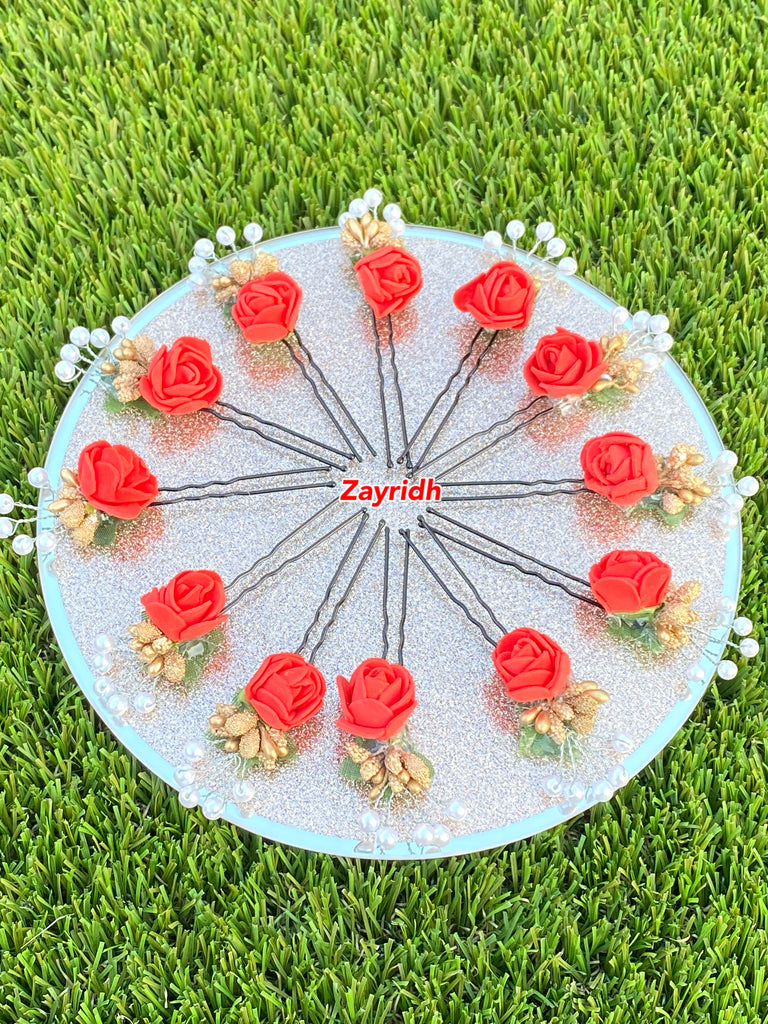 red flower pins