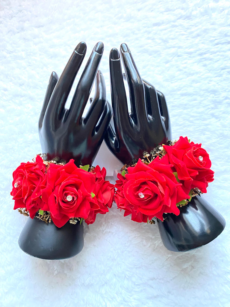 Red Rose & Gold Flower Bracelets