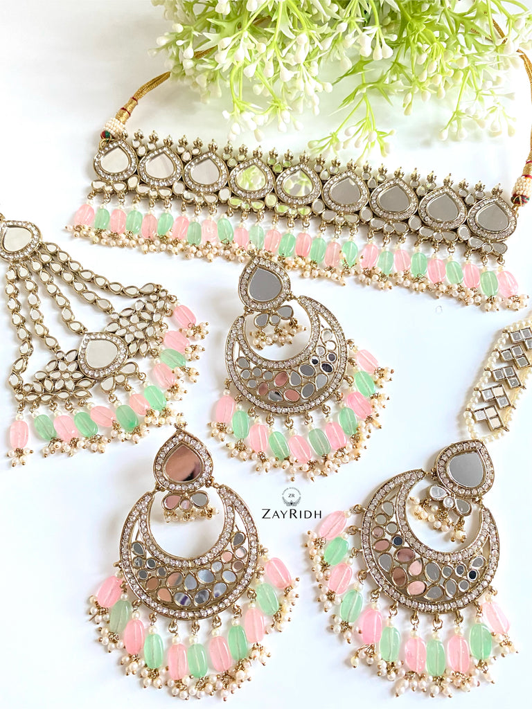 Asian Indian mirror necklace set