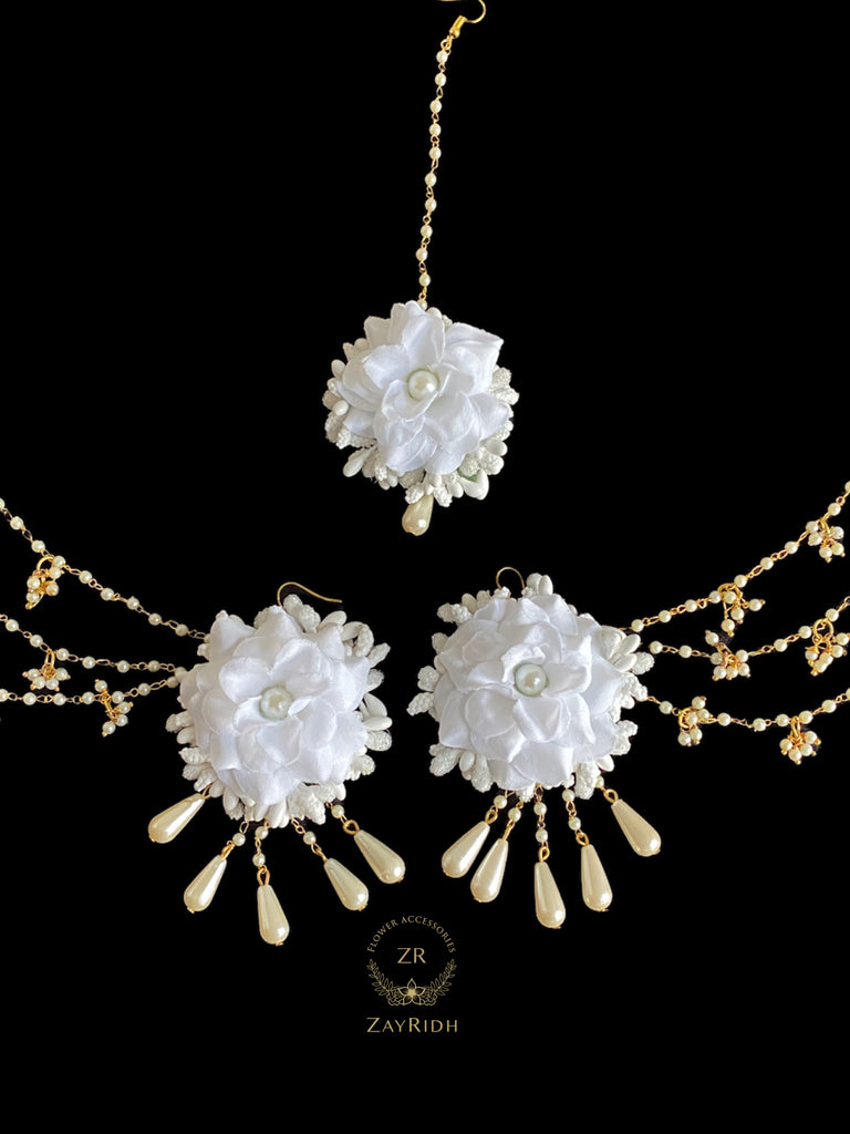  White Earring Tikka Set