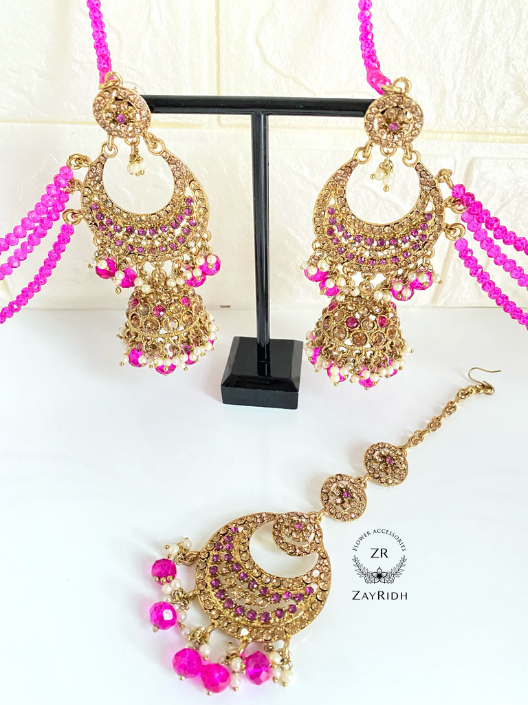 Hazera Purple Earrings & Tikka