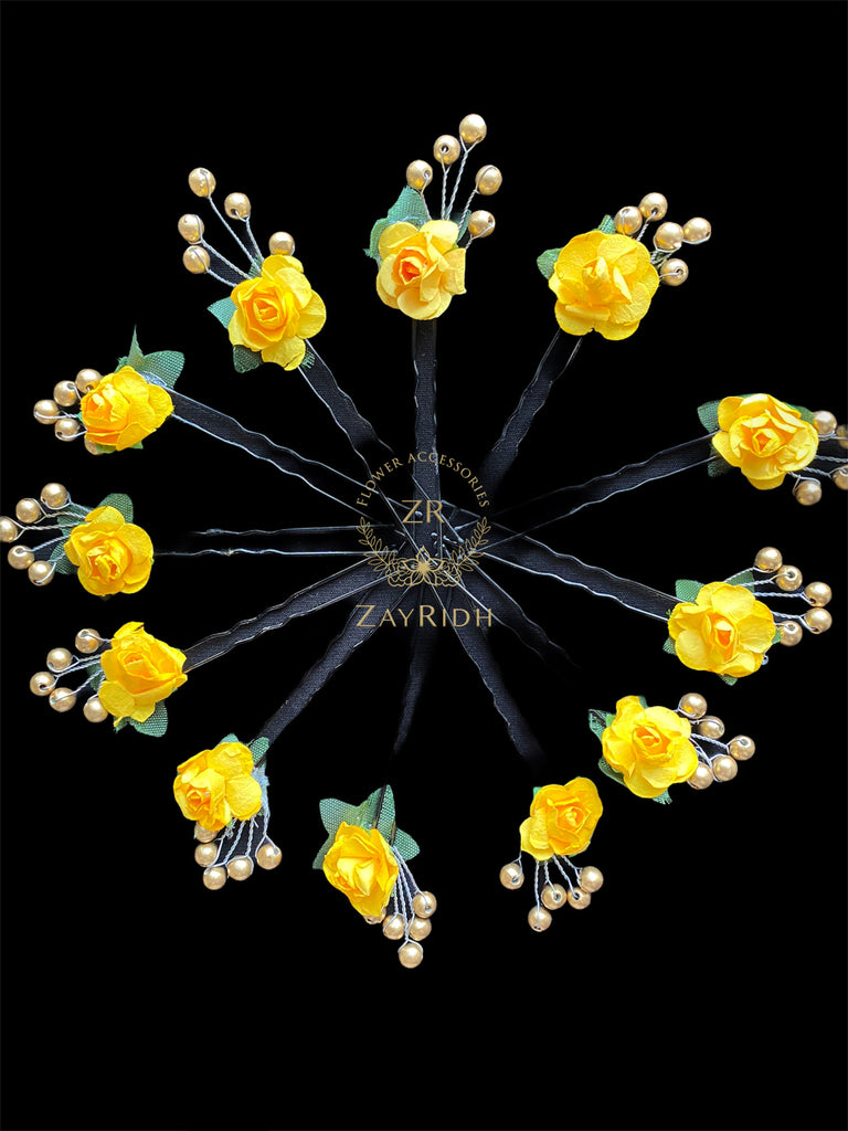  Yellow Flower Hair Pins