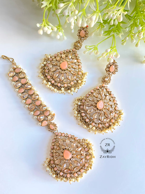 Sahera Peach Earrings Set