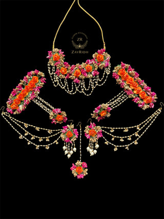 10 Flower C/Z Stone Necklace and Earrings Set