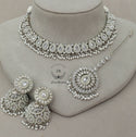 Indian choker necklace set in white