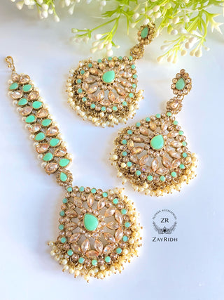 Sahera Mint Green Earrings Set