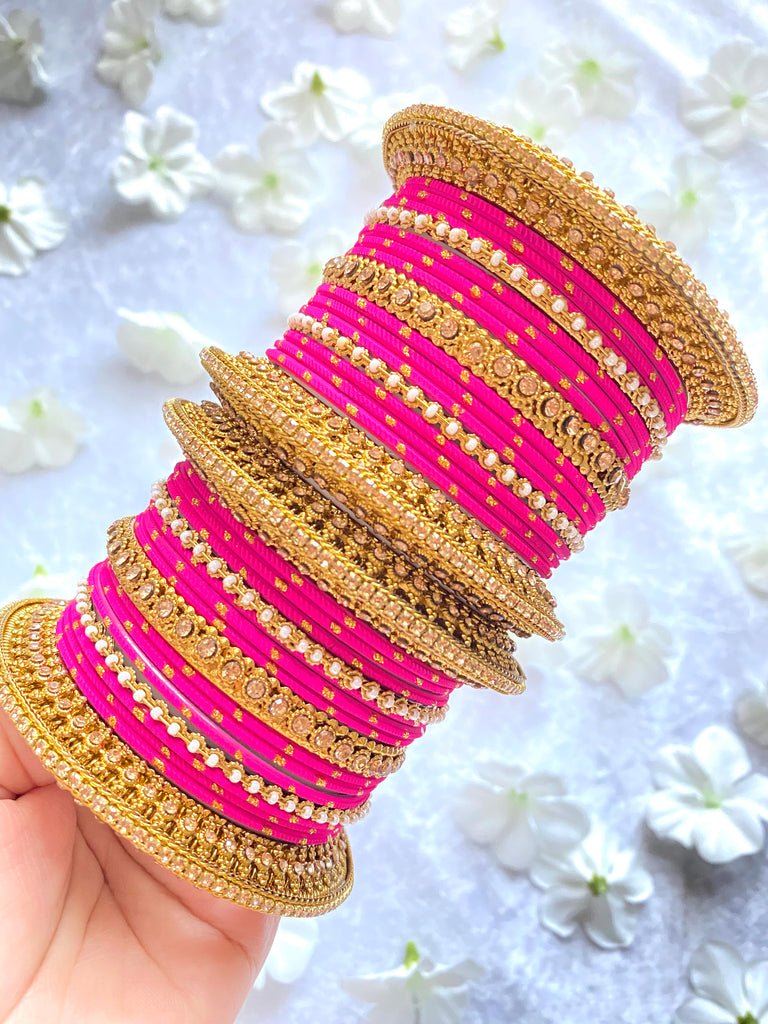 Pink Indian bangles set