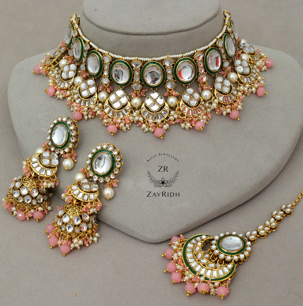 peach choker necklace set