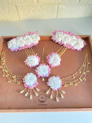 Pink  White Bracelets Set