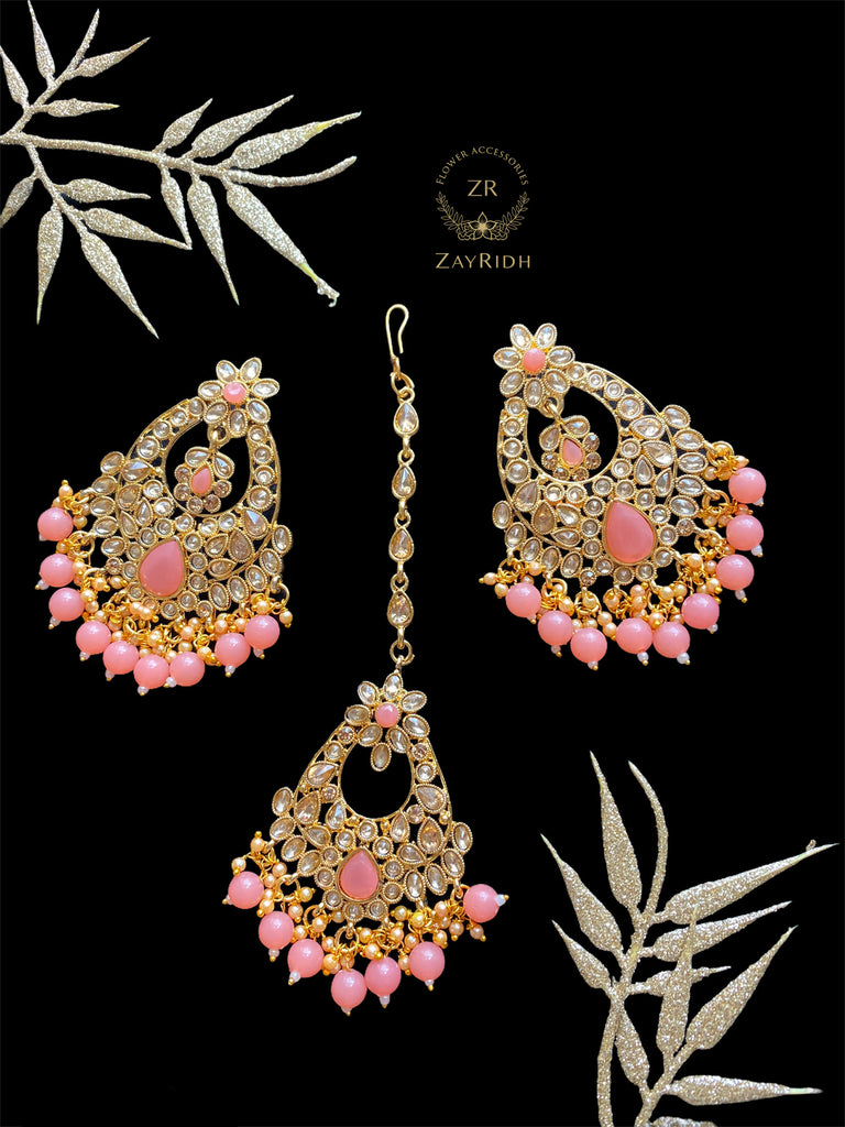 Peach Earring and Tikka Set D28