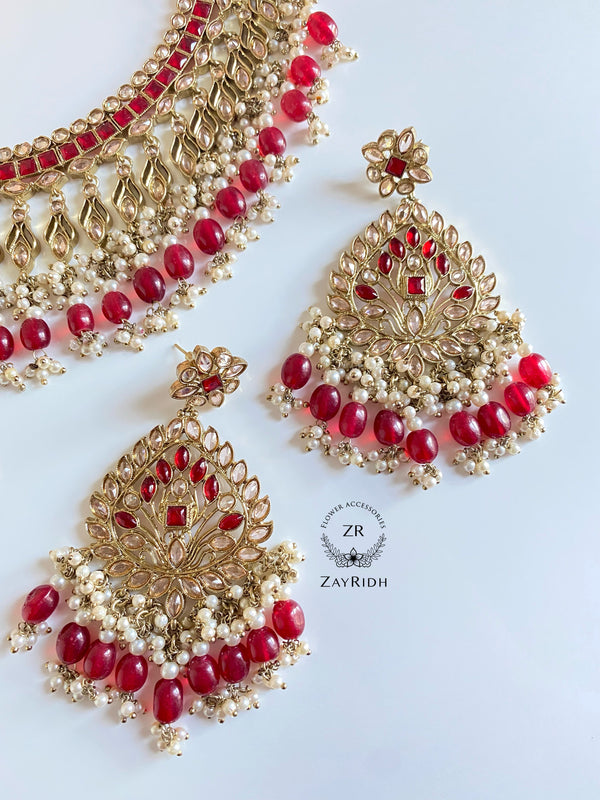 Jannat Maroon Necklace Set