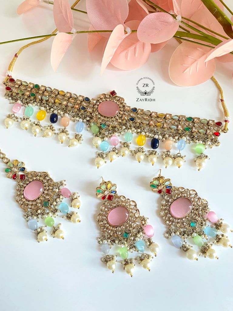 Multicoloured Indian Pakistani Jewellery Set 