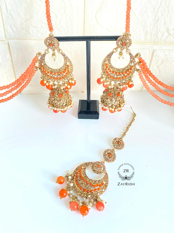 Orange Earrings & Tikka