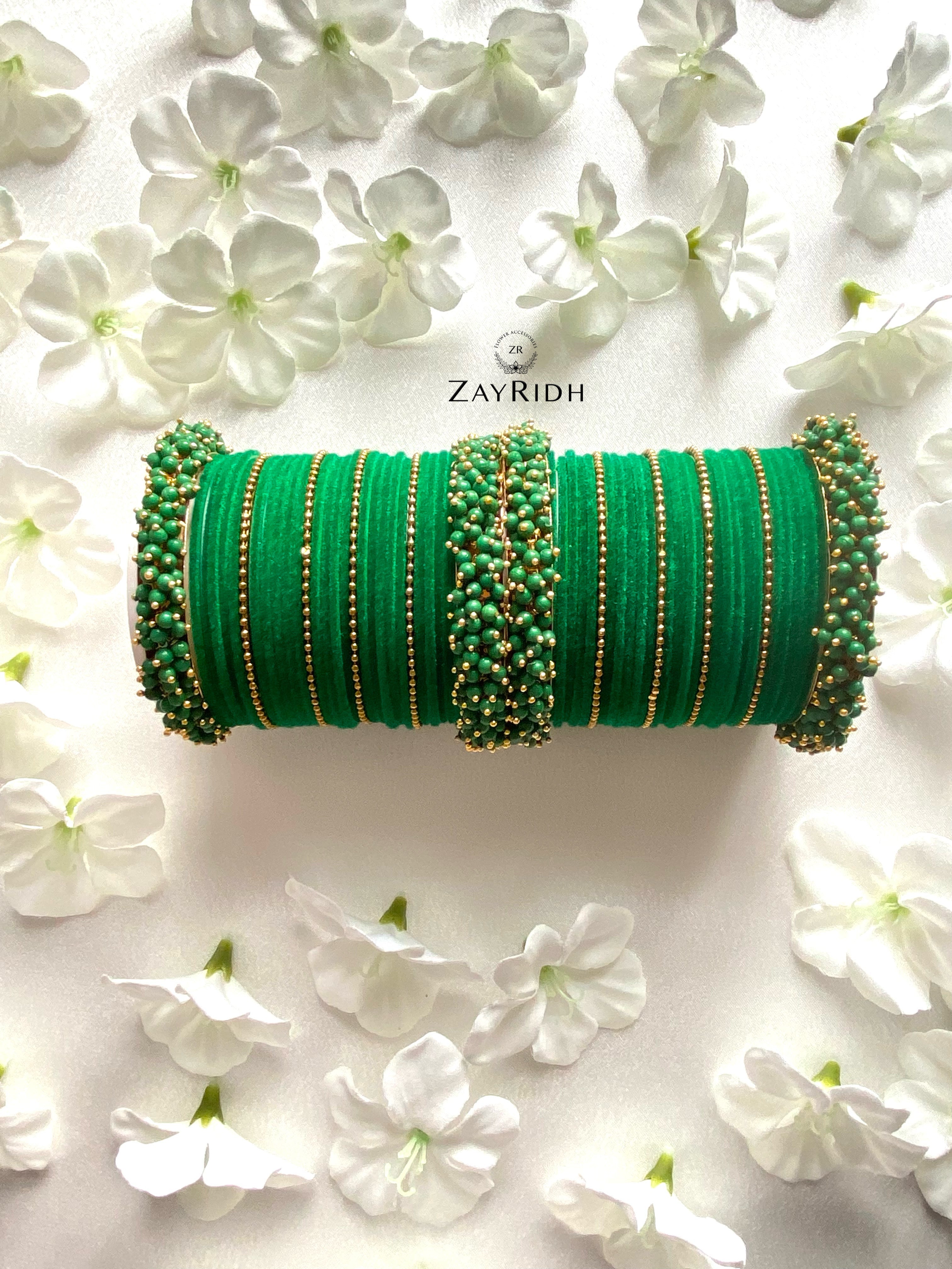 Green Velvet Bangles Asian Indian Pakistani Churiya Chudi Churi