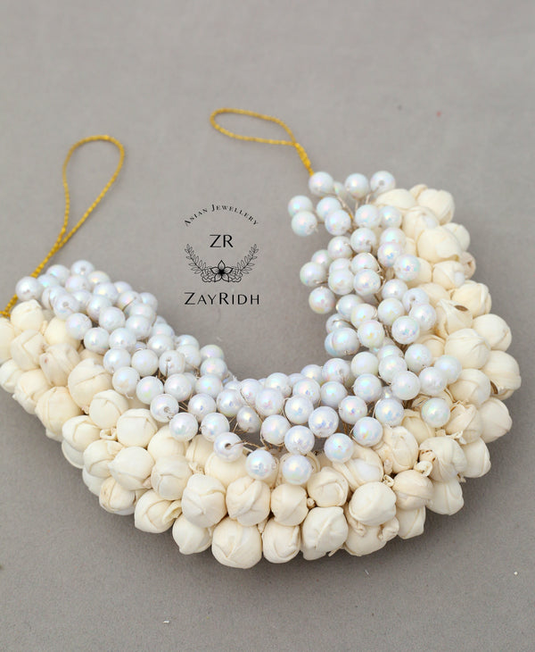 white pearls hair gajra