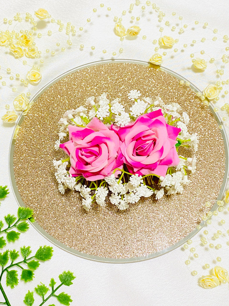 Pink Flower Hair Comb