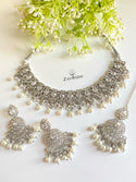 heavy silver pearls necklace set