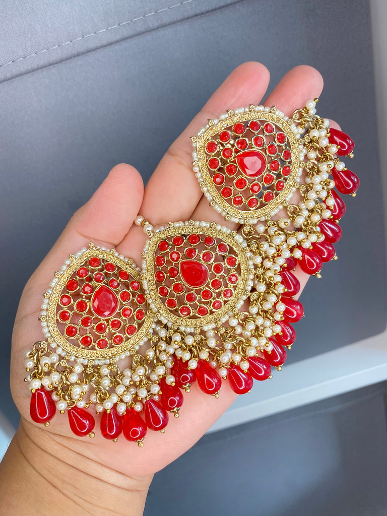 Simran Red Earring Set