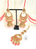  Gold Coral Earrings & Tikka