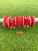 Red Flower Bangles Set