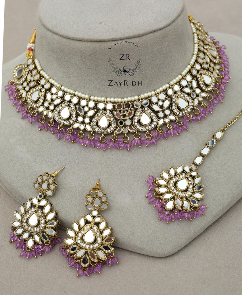 purple neck necklace set