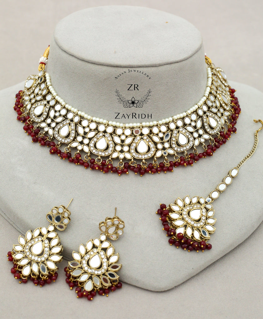 maroon necklace set