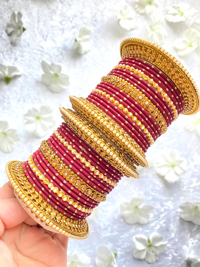 Red indian bangles set