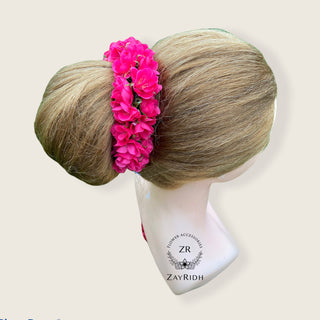 Pink Silk Flower Hair Gajra