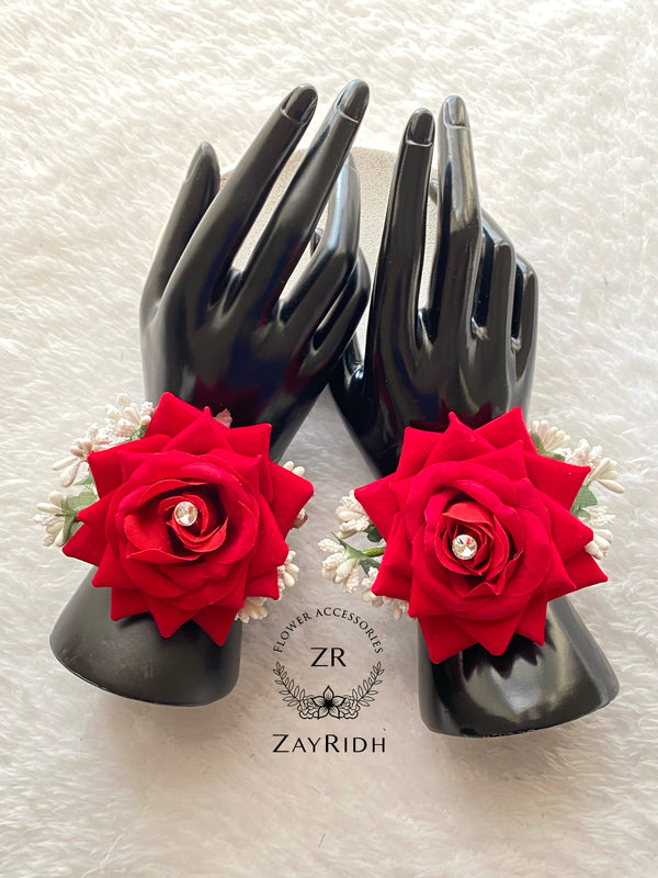 X2 Red Rose Flower Bracelets