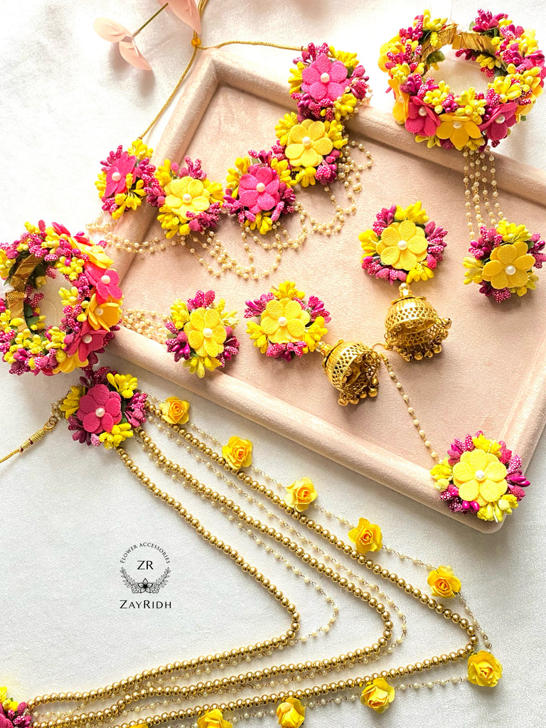 Mina Pink Yellow Bridal Set