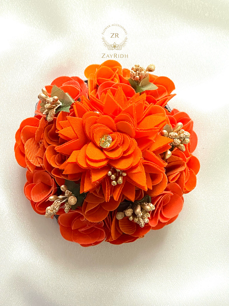 Orange Flower Hair Bun