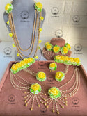 yellow artificial flower jewellery set