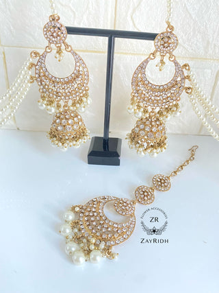 Hazera Gold Earrings & Tikka