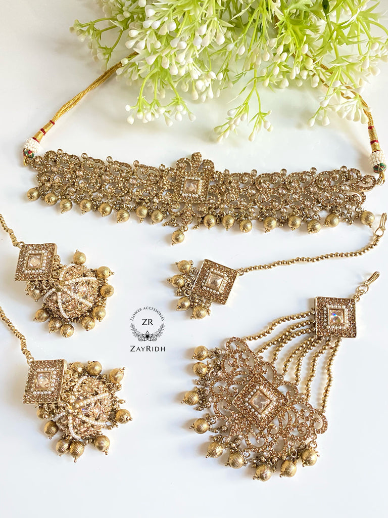 Antique gold Asian bridal choker necklace 